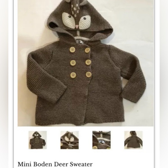 Mini Boden 6-12 MONTHS Deer hooded sweater. Excellent condition. - Picture 1 of 12